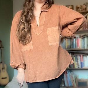 Anthropologie Forever That Girl Brown Denim Utility Top- 3X NWT